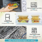 Vtopmart Glass Food Storage Containers with Bamboo Lids, 4 Pack Meal Prep Glass Containers Safe for Microwave, Oven, Freezer and Dishwasher, BPA Free