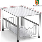 DecoBrothers Stackable Under Sink Organizer with Sliding Basket, Chrome