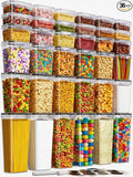 36 PCS Airtight Food Storage Containers with Lids, Kitchen Pantry Organization and Storage, BPA-Free Plastic Scale Food Canisters for Cereal, Flour, Sugar, Dry Food, Include Labels & Marker