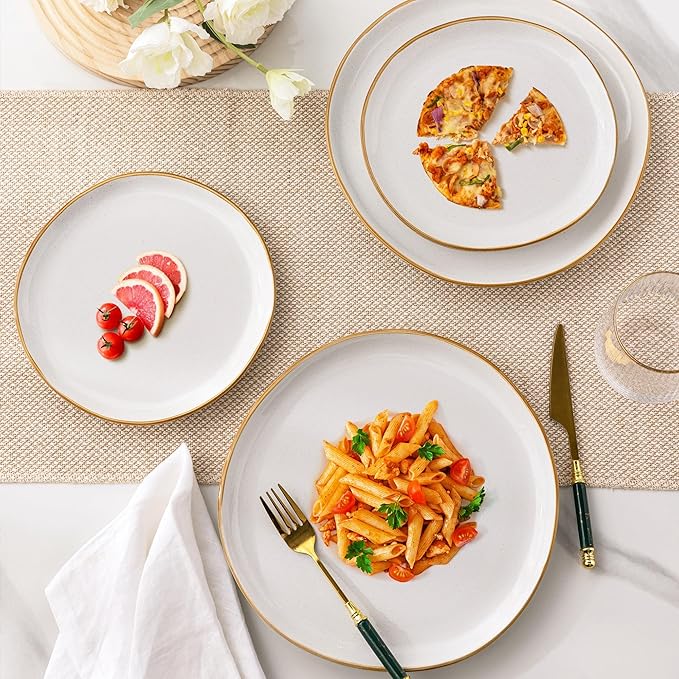 AmorArc Ceramic Dinnerware Sets,Handmade Reactive Glaze Stoneware Plates and Bowls Sets,Highly Scratch Resistant | Dishwasher & Microwave Safe Dishes Set,Service for 4 (12pc)