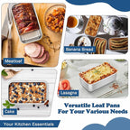 TeamFar Mini Loaf Pan, 3 PCS Stainless Steel Loaf Pans for Baking Bread, 6.3 x 3.5 Inch Bread Baking Pan for Homemade Bread, Meatloaf, Cake and Brownies, Non-Toxic, Oven & Dishwasher Safe