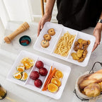 Lullaby 3 Sectional Plastic Serving Tray 14.2" x 9", 3 Pack White Serving Platters for Cheese Cracker Food, Durable and Reusable