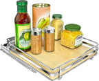 LYNK PROFESSIONAL® Élite™ Pull Out Spice Rack Organizer for Inside Kitchen Cabinets - 10-3/8 inch Wide - Slide Out Drawer – Wood/Chrome Sliding Spice Organization for cabinet - Spice Racks - 1 Tier