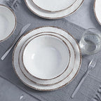 LEHAHA Farmhouse White Melamine Plates and Bowls Set, White dishes Rustic Farmhouse Dinnerware Set, Lightweight Melamine Dishes Set for 4, Perfect for RV, Camper, Dishwasher Safe