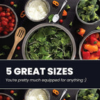 WHYSKO Stainless Steel Mixing Bowl Set, 10 Piece Stainless Steel Mixing Bowls with Lids Set for Food Prep Storage and Serving, Dishwasher Safe for Kitchen Baking Cooking, Black