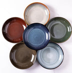 LERATIO Large Pasta Bowls,38oz Ceramic Pasta Bowls,9.0" Reactive Glaze Pasta Bowl Set of 6,Microwave & Dishwasher,Oven Safe,Wide Serving Bowls for Salad,Pasta,Fruit,Scratch Resistant-Colorful