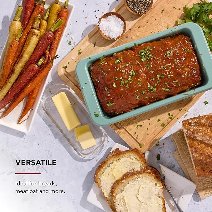 KitchenAid Nonstick Swiss Engineered Aluminized Steel Loaf Pan, Dishwasher Safe, 9 x 5 Inch, Cardamom