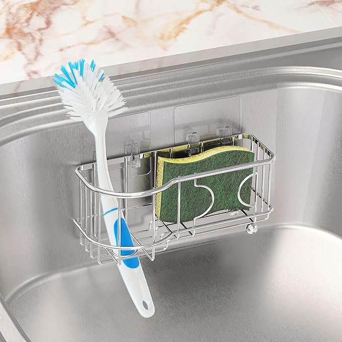 Simple Houseware Kitchen Sponge Holder with Adhesive Hooks