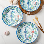 LEHAHA Melamine Pasta Bowls, Set of 6 9.25 inches 42 OZ Large Salad Serving Bowls, Coastal Melamine Dinner Deep Plates, Lightweight Soup/Cereal/Noodle Bowls set, Dishwasher Safe,Oceanic Design…
