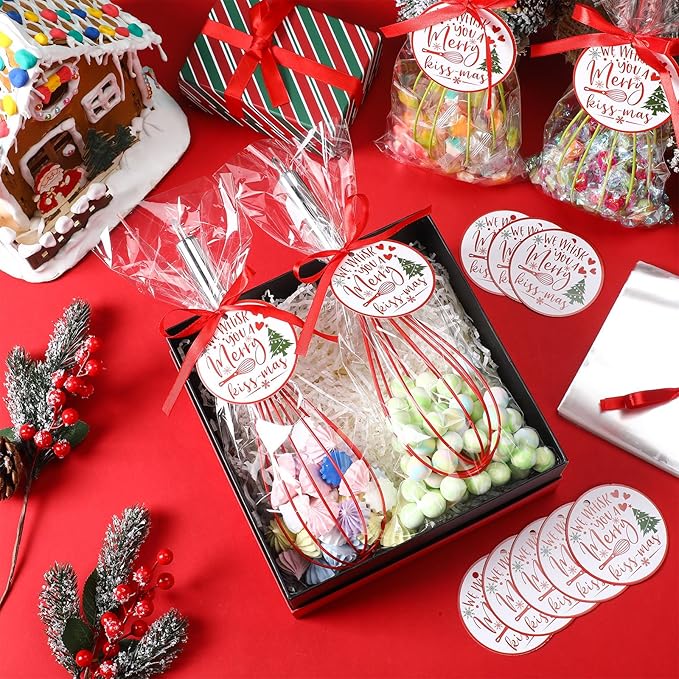 16 Sets 12 Inch Whisks Bulk DIY Fillable Whisk Gifts Colored Silicone Whisks for Cooking Heat Resistant Egg Beaters for Candy Holder Party Favors