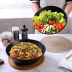 Melamine Large Salad Bowls, 12'' Unbreakable Serving Bowls for Salads, Fruits, Pasta Entertaining, Dinner Parties, Dishwasher Safe bowls, BPA-free, Set of 2, Matte black