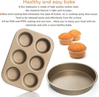 Moss & Stone 5 Piece Baking Pans Set, Carbon Steel Non-Stick PTFE Coating Oven Safe Baking Sheet Set, Bakeware Set With Heat Red Glove, Cookie Sheets For Baking Nonstick Set