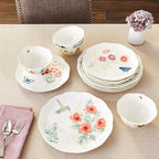 Lenox Dinnerware Set, Butterfly Meadow Flutter 12-Piece Set, Service For 4, Elegant White Porcelain, Dishwasher Safe, Chip Resistant, Plates And Bowls Sets, Home and Kitchen (Assorted, 12 Pieces)