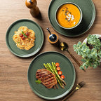 AmorArc Stoneware Dinnerware Sets for 4,Round Reactive Glaze Ceramic Plates and Bowls Set,Highly Scratch Resistant | Dishwasher & Microwave Safe Dishes Set,Service for 4 (12pc)