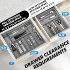 Simple Houseware Expandable Kitchen Drawer Flatware Organizer, Gray – Adjustable Cutlery Tray with 9 Compartments for Utensils and Silverware