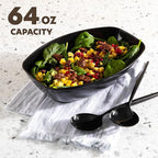 PLASTICPRO Disposable Oval Serving Bowls, Party Snack or Salad Bowl, 72-Ounce, Plastic (4, Black)