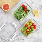 HOMBERKING 24pc Glass Food Storage Containers with Lids, Glass Meal Prep Containers with Leak Proof Snap Lock Lids, Airtight Bento Lunch Boxes, Kitchen Storage (12 lids & 12 Containers) - White