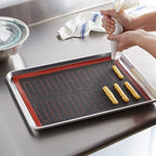 Amazon Basics Non-Stick Silicone Baking Mat, Non-Slip, Heat Resistant, for Dough Rolling, Reusable, Easy to Clean, Rectangular, 15.7" x 11.8", Black/Red/White, 2 Pack
