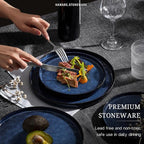 HaWare Dinnerware Sets, 24-Piece Plates and Bowls Set, Stoneware Dish Set for 8, Ceramic Dinnerware for Home Restaurant, Chip and Scratch Resistant, Microwave and Dishwasher Safe, Reactive Starry Blue