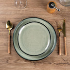 AmorArc Ceramic Dinnerware Sets,Handmade Reactive Glaze Stoneware Plates and Bowls Sets,Highly Scratch Resistant | Dishwasher & Microwave Safe Dishes Set,Service for 4 (12pc)