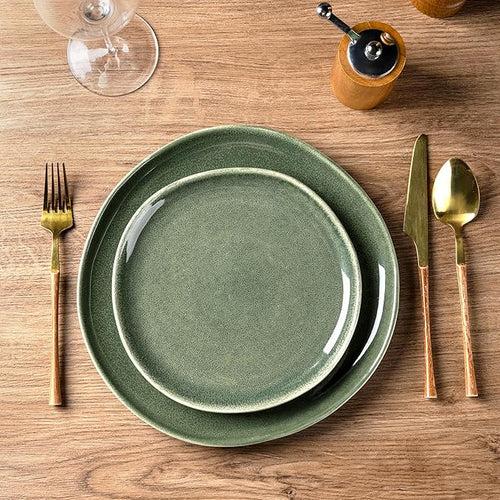 AmorArc Ceramic Dinnerware Sets,Handmade Reactive Glaze Stoneware Plates and Bowls Sets,Highly Scratch Resistant | Dishwasher & Microwave Safe Dishes Set,Service for 6 (18pc)