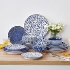vancasso Ceramic Salad Plates Set of 6, Small Vintage 8.25 Inch Plate Set of 6 for Kitchen, Porcelain Blue and White Dessert Plates for Kitchen, Microwave Oven Dishwasher Safe, Vintage Gift