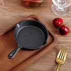 4 Inch Mini Cast Iron Skillet Set with Silicone Mitt, Small Frying Pan with Handle, Pre Seasoned Mini Skillets for Camping, Kitchen Cooking, Indoor and Outdoor (Black)