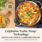Calphalon Brushed 3-Ply Stainless Steel Cookware Set w/Turbo Heat Tech 6Qt Stock Pot with Lid, Induction, Oven Safe 450F, Brushed Stainless Silver