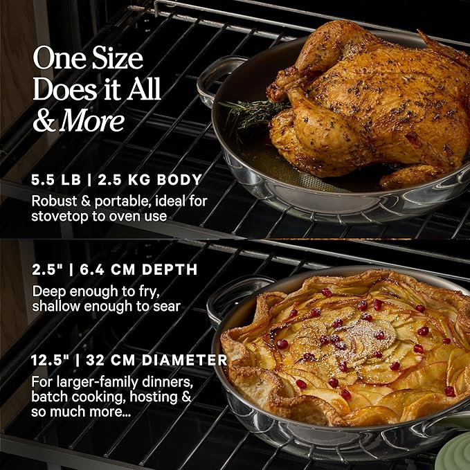 Our Place Large Titanium Always Pan Pro | 12.5" PFAS-Free Nonstick Frying Pan with Spatula | Chef-Grade Tri-Ply Stainless Steel & Aluminum Build | Induction & Oven-Safe up to 1000°F | Chrome