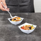 Restaurantware-Moderna 8 Ounce Fancy Plastic Bowls, 10 Square Disposable Salad Bowls - Durable, Heavy-duty, White Plastic Bowl, For Warm And Cold Foods