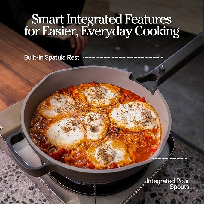 Our Place Always Pan 2.0-10.5” (2.6 Qt) Nonstick, Toxin-Free Ceramic Cookware | Patented 10-in-1 Aluminum Frying & Sauté Pan | Safe for Oven, Induction & All Cooktops up to 450°F | Blue Salt