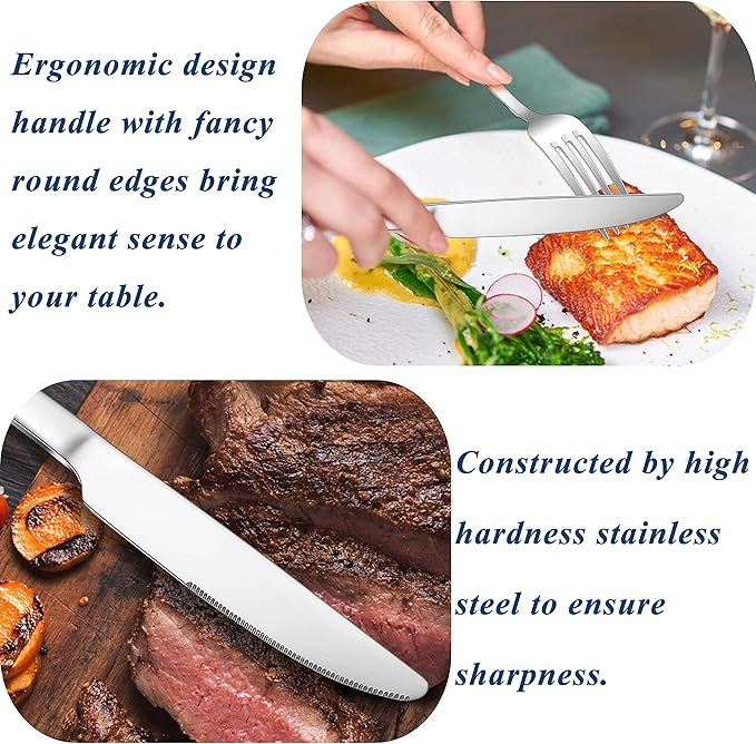 Herogo 18/10 Stainless Steel Silverware Set, 20-Piece Fancy Flatware Cutlery Set for 4, Modern Tableware Eating Utensils for Home Restaurant Wedding, Mirror Polished, Dishwasher Safe