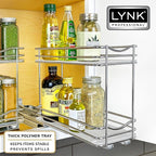 LYNK PROFESSIONAL® Pull Out Spice Rack Organizer for Inside Kitchen Cabinets - 4-3/8 inch Wide - Slide Out Drawer – Chrome Sliding Spice Organization for cabinet - Spice Racks - 2 Tier