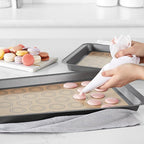 Amazon Basics Silicone Baking Mat for Macarons, Non-Stick, Food Safe, Reusable, Oven-Safe, 16.5" x 11.6", Beige/Gray, 2-Pack