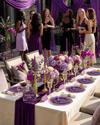 Nervure 350PCS Purple Plastic Plates - Disposable Purple Gold Party Plates & Pre Rolled Napkins with Cutlery for 50 Guests, 100Plates, 150 Silverware, 50 Cups, 50 Napkin for Wedding & Party & Bridal
