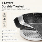 DishDelight 17Pcs Pots and Pans Set Non Stick, Granite Kitchen Cookware Sets, Induction Cooking Pan Set, Black