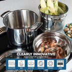 Viking 3-Ply Stainless Steel Pasta Pot with Lid, 8 Quart, 4 Piece Multipot Kitchen Cookware, Includes Pasta Insert and Steamer Basket, Dishwasher and Oven Safe, Induction Ready, Silver