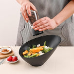 LOVYANXUE Bamboo Fiber Salad Bowls, 4 Packs Compostable 33 Ounce Elegant Black Angled Bowls for Salad, Pasta, Soup, Prep, Ideal for Home and Restaurant
