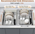 romision Expandable Dish Drying Rack Over The Sink Small Metal Stainless Steel Plate Holder for Compact Kitchen, Space Saving Modern Black Hanging Drainer