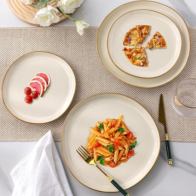 AmorArc Ceramic Dinnerware Sets,Handmade Reactive Glaze Stoneware Plates and Bowls Sets,Highly Scratch Resistant | Dishwasher & Microwave Safe Dishes Set,Service for 8 (24pc)