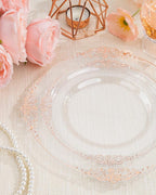 Nervure 175PCS Rose Gold Plastic Plates - Disposable Rose Gold Party Plates & Pre Rolled Napkins with Cutlery for 25 Guests, 50Plates, 75Silverware, 25Cups, 25Napkin for Wedding & Party & Easter