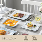 MALACASA Plates and Bowls Sets, 26 Piece Blue Dinnerware Sets for 6, Porcelain Dinner Set with Set, Dishes, Cereal Serving Platters, Kitchen Plate Bowl Series FLORA, 26 Piece(Service for 6)