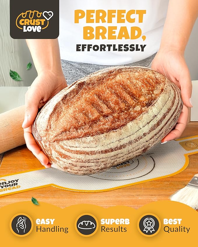 CRUSTLOVE 2 PCS Bread Sling Dutch Oven Silicone, Non-Stick Sourdough Sling & Baking Mat, Reusable & Easy to Clean – Heat Resistant to 480°F – Silicone Sourdough Sling for Artisan Bread Baking Supplies