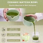 Matcha Whisk and Bowl with Ceramic Matcha Whisk Holder,Matcha Sifter, Matcha Spoon and Scoop Handmade from Natural Bamboo,Matcha Making Kit Cyan, Normal, ZYMC6Pcs01-Cyan