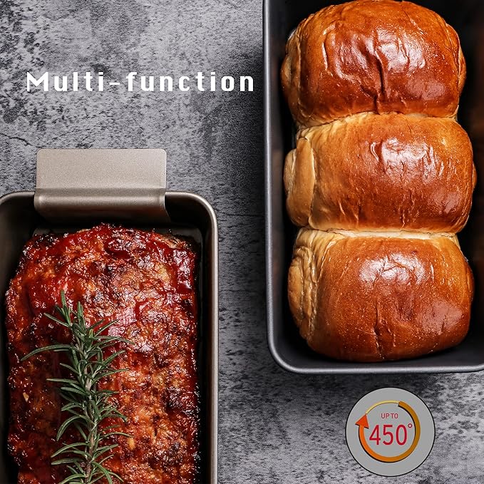 HONGBAKE Meatloaf Pan with Drain Tray, 9 x 5 Loaf Pans with Insert, Nonstick Meat Loaf for Baking, Reduce the Fat and Kick Up the Flavor, Champagne Gold