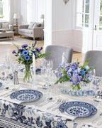 Hioasis 175PCS Blue Plastic Plates - Floral Disposable Dinnerware Set for 25 Guests, Include 50 Dinner & Dessert Plates, 75 Silver Cutlery, 25 Napkins, 25 Cups Perfect for Party (Art Style)