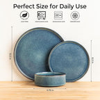 AmorArc Ceramic Dinnerware Sets, Handmade Reactive Glaze Stoneware Plates and Bowls Sets,Highly Chip and Crack Resistant | Dishwasher & Microwave Safe Dishes Set, Service for 4 (12pc)