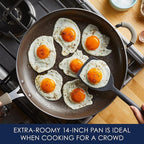 Rachael Ray Cook + Create Nonstick Frying Pan/Skillet with Helper Handle, 14 Inch - Almond