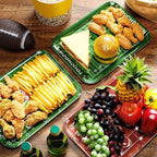 4 Pcs Melamine Serving Trays Platters Snack Trays Reusable Rectangle Platters for Sports Game Day Flower Tea Party Food Dessert Cookies Serving Plates Supplies, 13 x 9.7 Inch(Football)