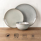 GBHOME Ceramic Dinnerware Sets for 6, 18 Pieces Stoneware Plates and Bowls Sets, Reactive Glaze Dish Set-Scratch Resistant, Dishwasher&Microwave Safe